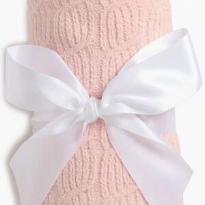 Nordstrom Pink Knit baby Blanket with White Ribbon